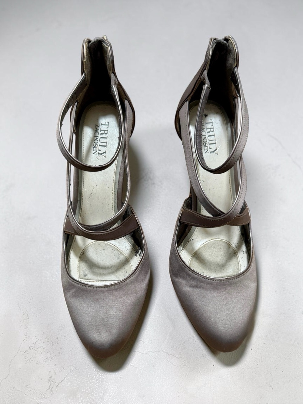 Truly Zac Posen Portobello Satin Heels Gray Lavender 8